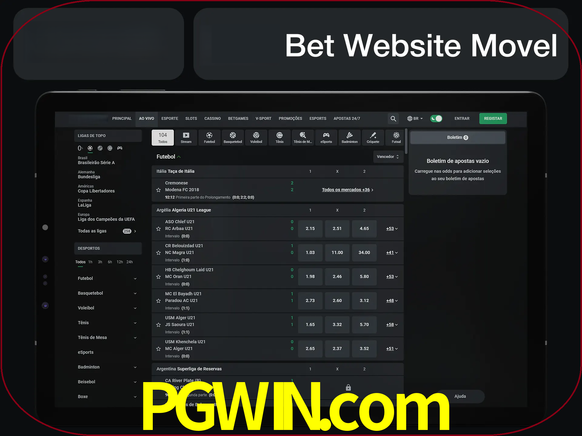 Use nosso website em qualquer dispositivo.
